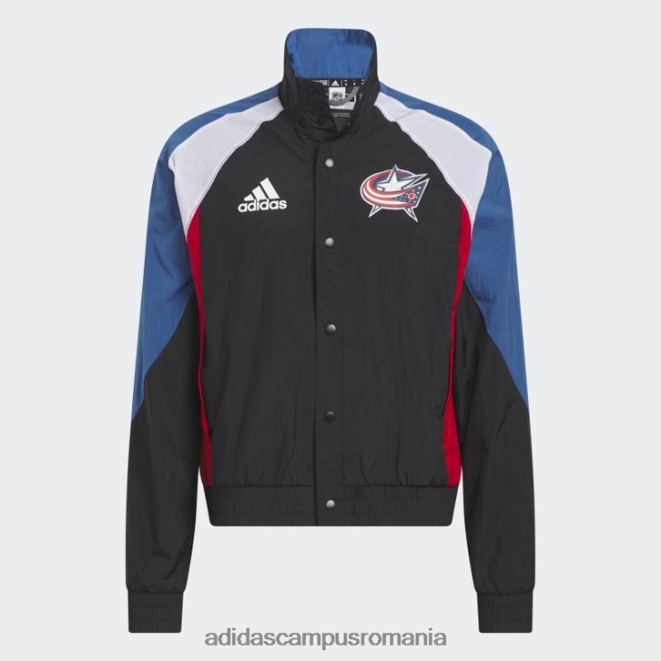 adidas campus romania jachetă retro revers albastră neagră bărbați negru/alb/nhl-cbj-5a5 J266N220731