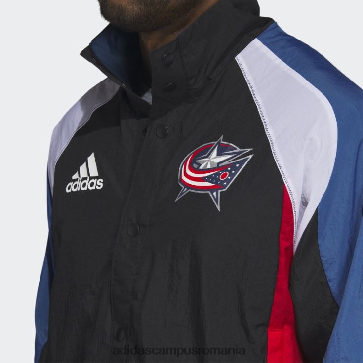 adidas campus romania jachetă retro revers albastră neagră bărbați negru/alb/nhl-cbj-5a5 J266N220731