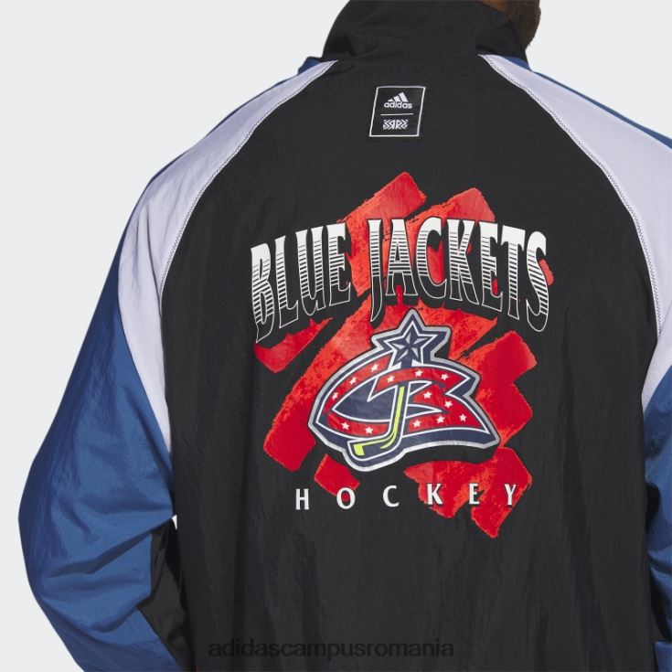 adidas campus romania jachetă retro revers albastră neagră bărbați negru/alb/nhl-cbj-5a5 J266N220731