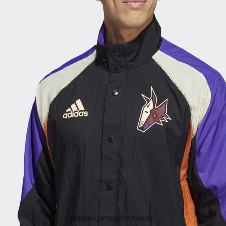 adidas campus romania jachetă retro reverse coyotes neagră bărbați negru/crem/multi J266N220287