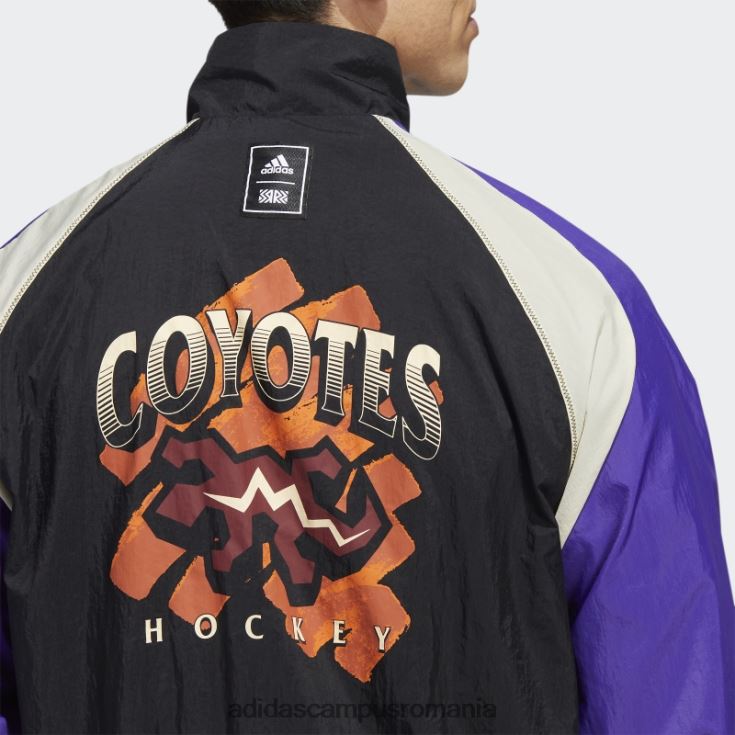 adidas campus romania jachetă retro reverse coyotes neagră bărbați negru/crem/multi J266N220287