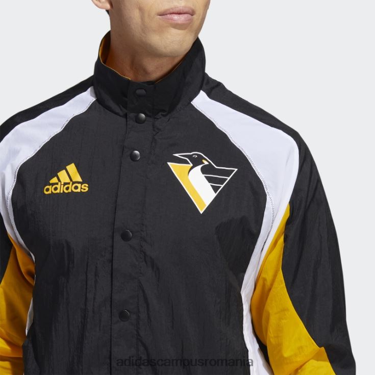 adidas campus romania pinguins revers retro jachetă neagră bărbați negru/colegiu auriu/multi J266N220251