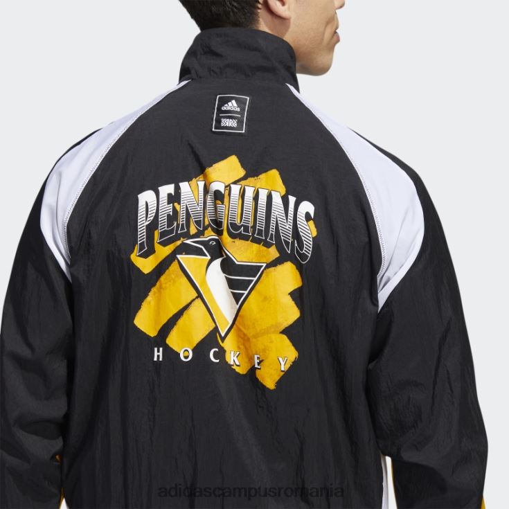 adidas campus romania pinguins revers retro jachetă neagră bărbați negru/colegiu auriu/multi J266N220251