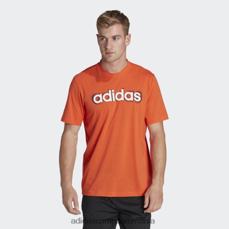 adidas campus romania Tricou de antrenament cu logo liniar aeroready workout cu imprimeu siliconic portocaliu bărbați portocaliu/alb J266N220252
