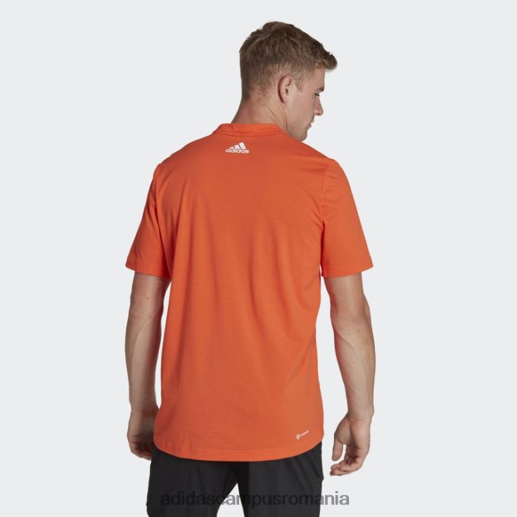 adidas campus romania Tricou de antrenament cu logo liniar aeroready workout cu imprimeu siliconic portocaliu bărbați portocaliu/alb J266N220252
