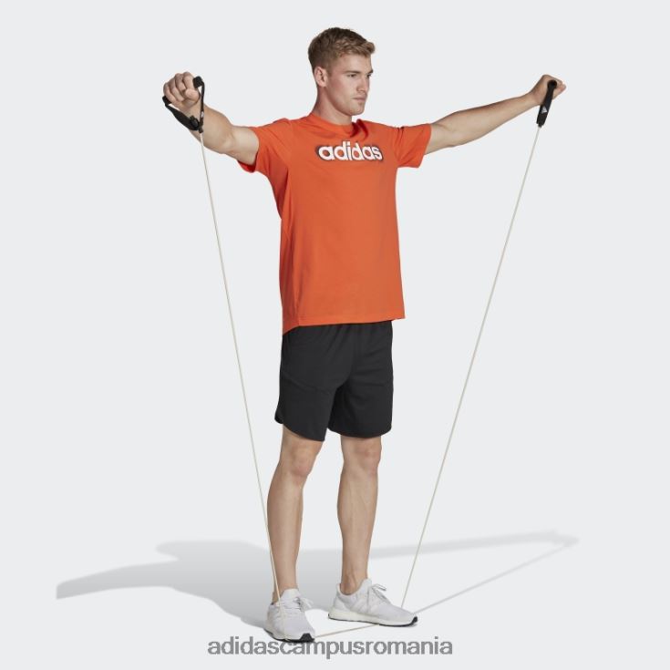 adidas campus romania Tricou de antrenament cu logo liniar aeroready workout cu imprimeu siliconic portocaliu bărbați portocaliu/alb J266N220252