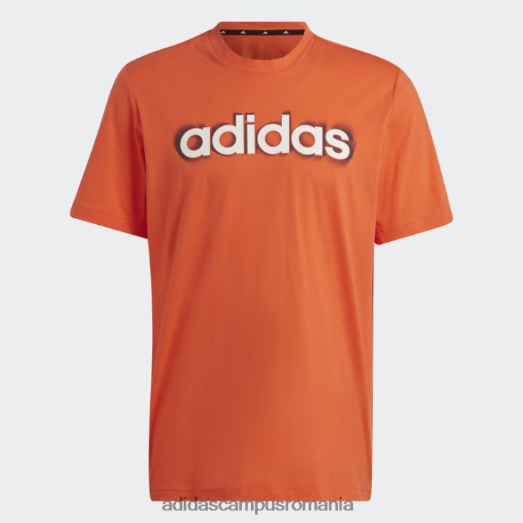 adidas campus romania Tricou de antrenament cu logo liniar aeroready workout cu imprimeu siliconic portocaliu bărbați portocaliu/alb J266N220252