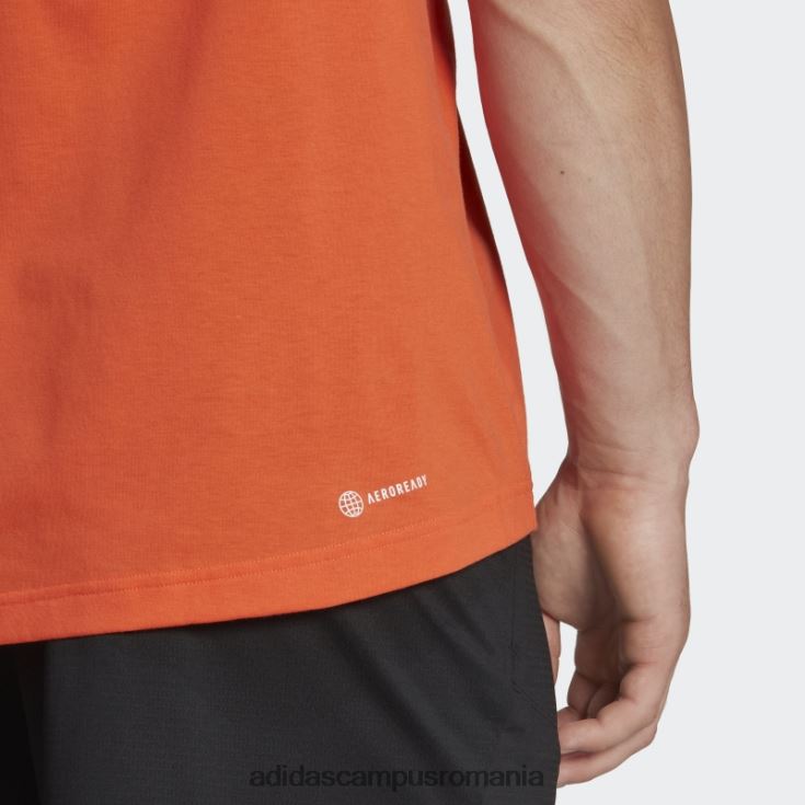 adidas campus romania Tricou de antrenament cu logo liniar aeroready workout cu imprimeu siliconic portocaliu bărbați portocaliu/alb J266N220252