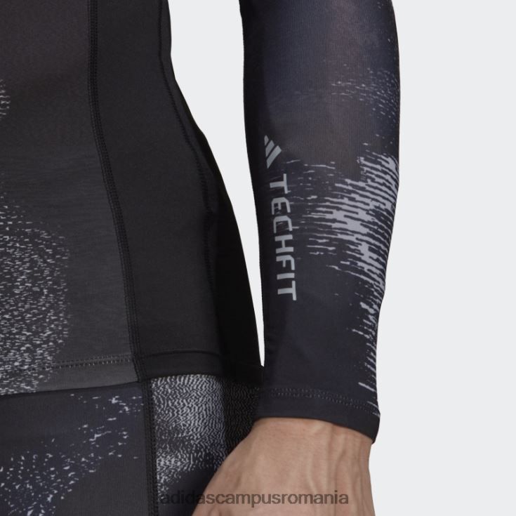 adidas campus romania Tricou de antrenament cu mânecă lungă cu imprimeu techfit multicolor adidas bărbați multicolor/negru J266N220694