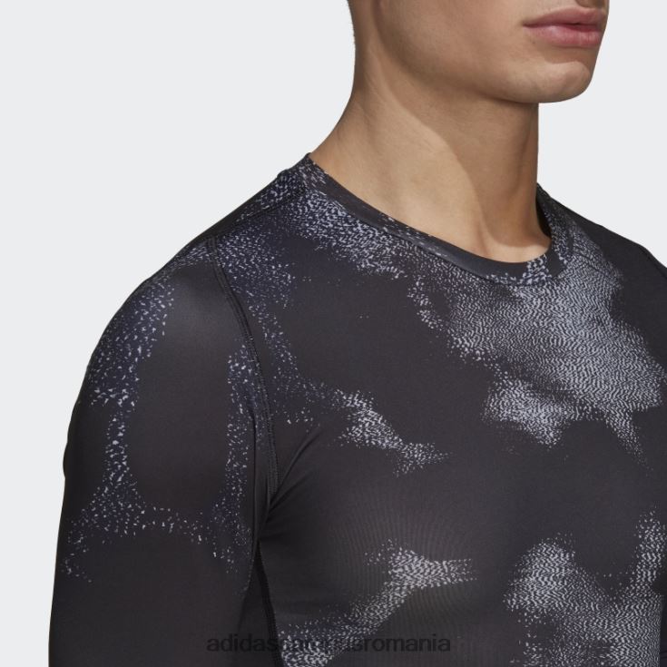 adidas campus romania Tricou de antrenament cu mânecă lungă cu imprimeu techfit multicolor adidas bărbați multicolor/negru J266N220694