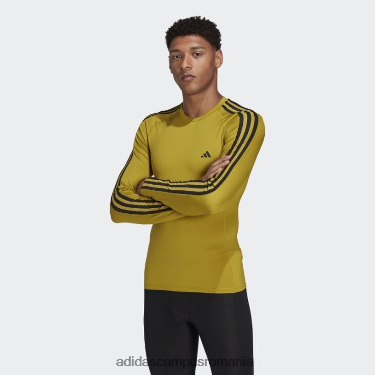adidas campus romania Tricou de antrenament cu mânecă lungă techfit 3-stripes olive bărbați măsline J266N220164