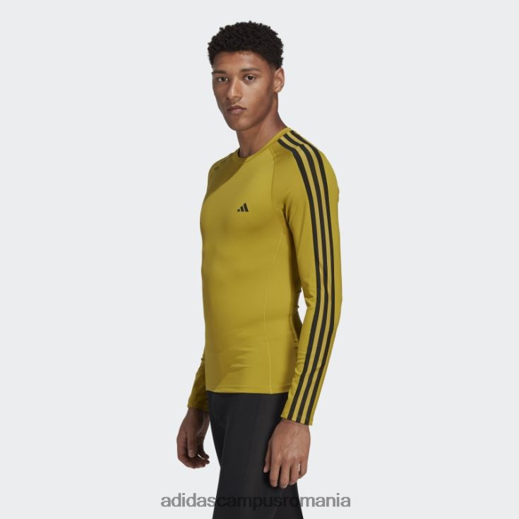 adidas campus romania Tricou de antrenament cu mânecă lungă techfit 3-stripes olive bărbați măsline J266N220164