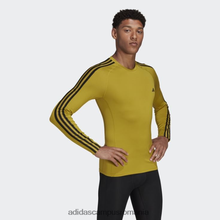 adidas campus romania Tricou de antrenament cu mânecă lungă techfit 3-stripes olive bărbați măsline J266N220164