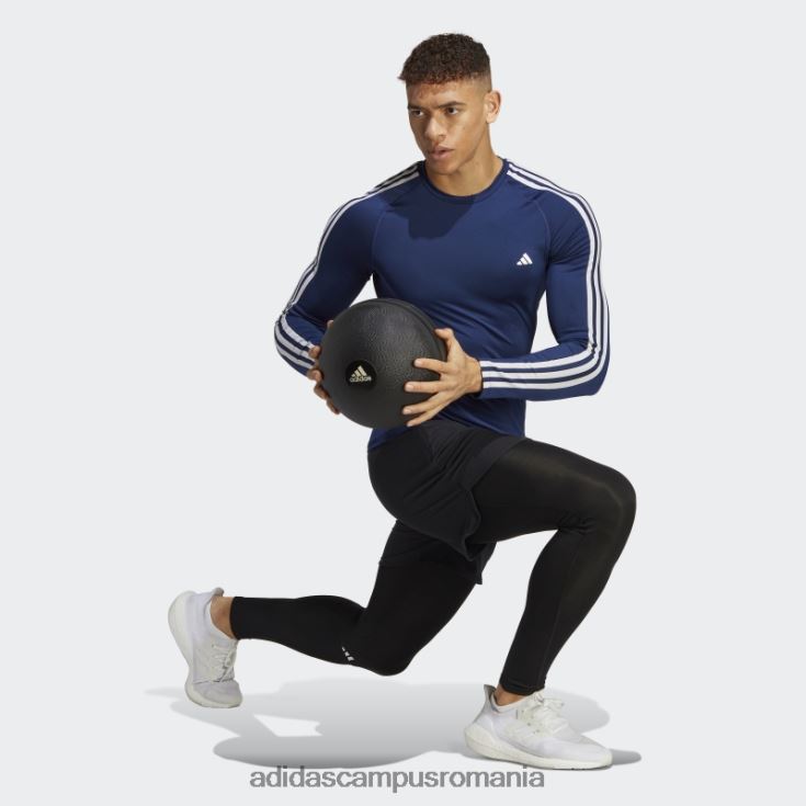 adidas campus romania Tricou de antrenament techfit cu 3 dungi albastru închis bărbați albastru inchis J266N220581