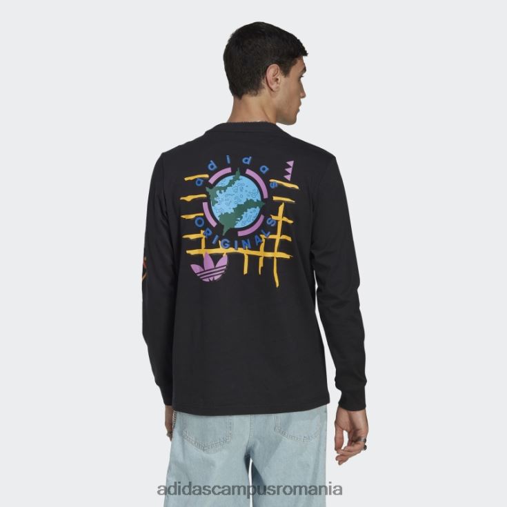 adidas campus romania tricou cu mânecă lungă Wander hour negru adidas bărbați negru J266N220496