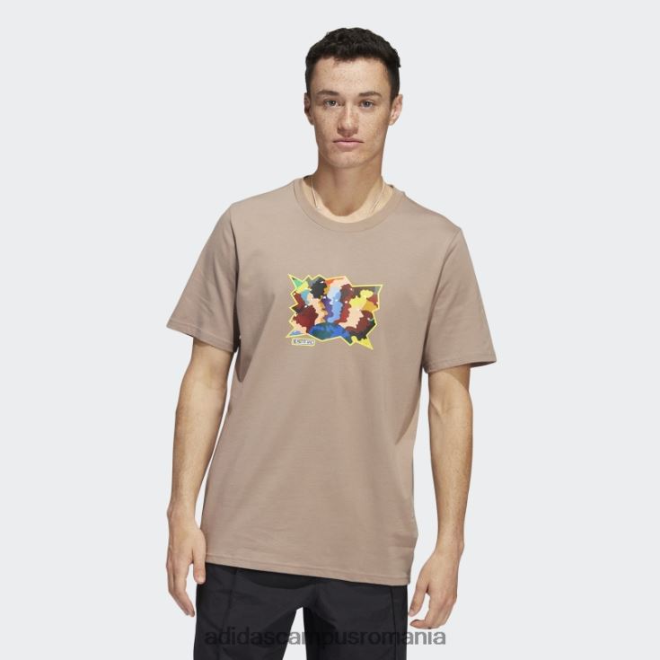 adidas campus romania tricou cu mânecă scurtă mettz world peeps adidas maro cretos bărbați maro cretos/multicolor J266N220460