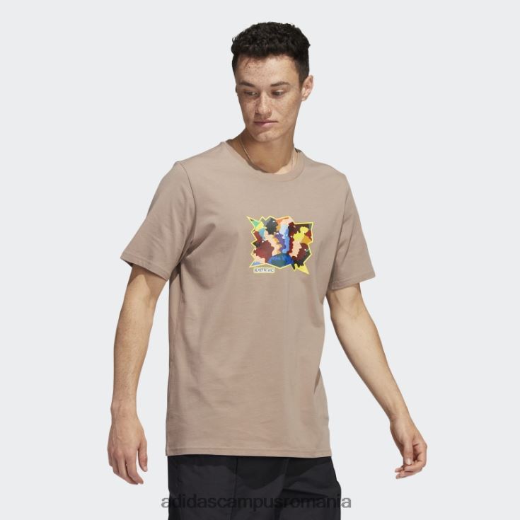 adidas campus romania tricou cu mânecă scurtă mettz world peeps adidas maro cretos bărbați maro cretos/multicolor J266N220460