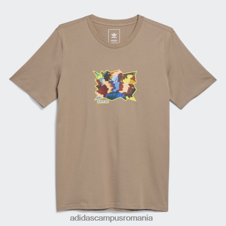 adidas campus romania tricou cu mânecă scurtă mettz world peeps adidas maro cretos bărbați maro cretos/multicolor J266N220460