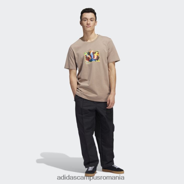 adidas campus romania tricou cu mânecă scurtă mettz world peeps adidas maro cretos bărbați maro cretos/multicolor J266N220460