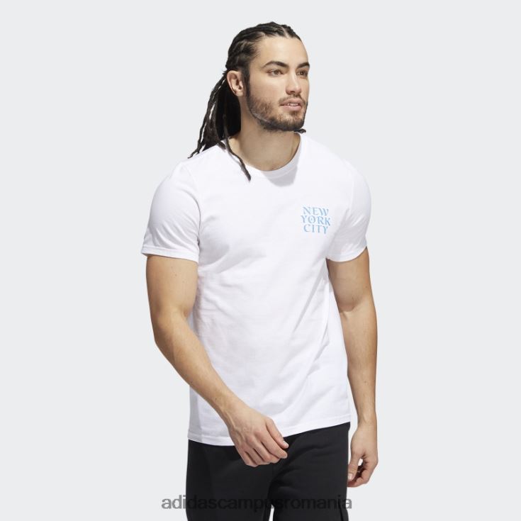 adidas campus romania tricou grafic alb cu mânecă scurtă, cu scriere al orașului New York, adidas bărbați alb J266N220697