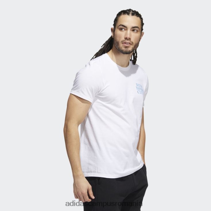 adidas campus romania tricou grafic alb cu mânecă scurtă, cu scriere al orașului New York, adidas bărbați alb J266N220697