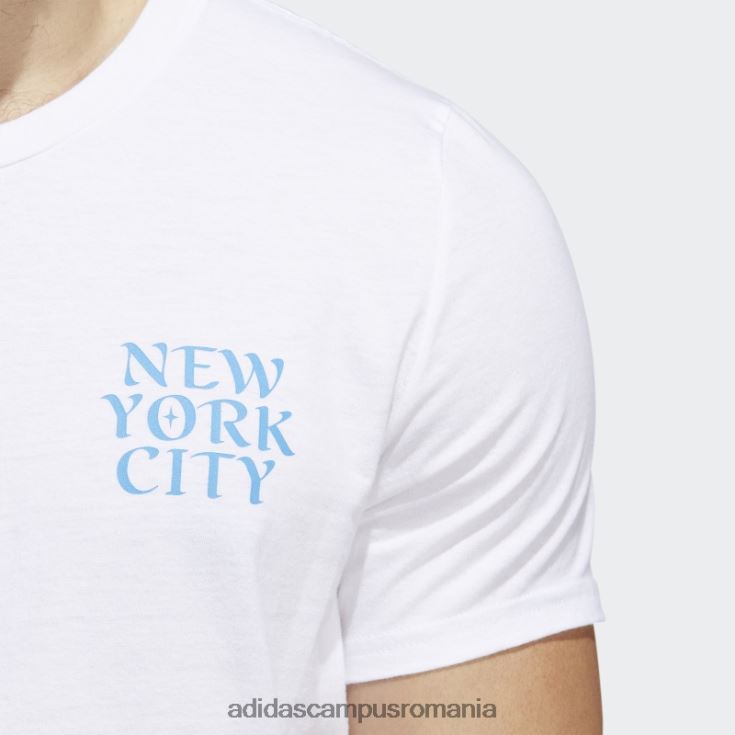 adidas campus romania tricou grafic alb cu mânecă scurtă, cu scriere al orașului New York, adidas bărbați alb J266N220697