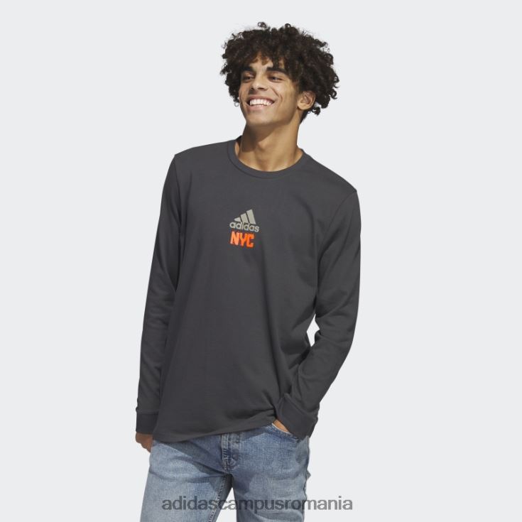 adidas campus romania tricou grafic new york cu mânecă lungă carbon bărbați carbon J266N220545