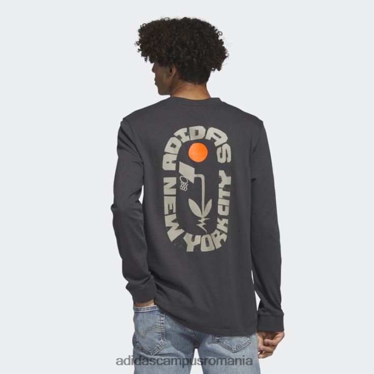 adidas campus romania tricou grafic new york cu mânecă lungă carbon bărbați carbon J266N220545