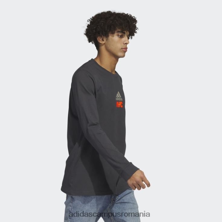adidas campus romania tricou grafic new york cu mânecă lungă carbon bărbați carbon J266N220545