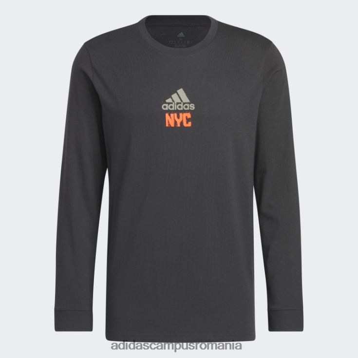 adidas campus romania tricou grafic new york cu mânecă lungă carbon bărbați carbon J266N220545