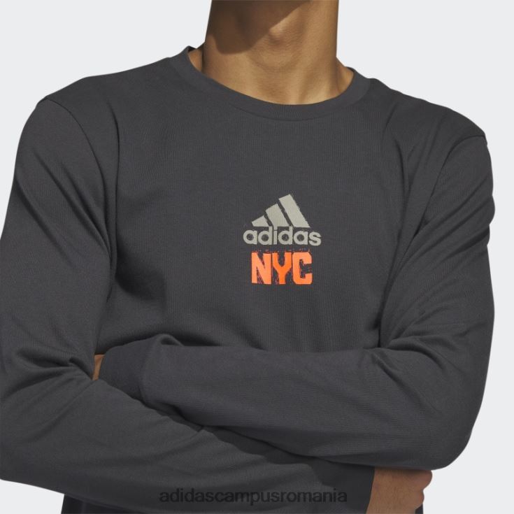 adidas campus romania tricou grafic new york cu mânecă lungă carbon bărbați carbon J266N220545