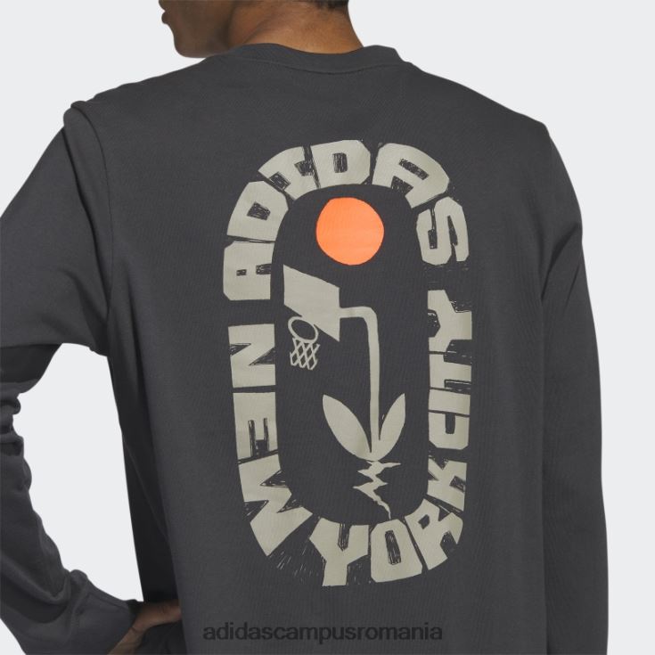 adidas campus romania tricou grafic new york cu mânecă lungă carbon bărbați carbon J266N220545