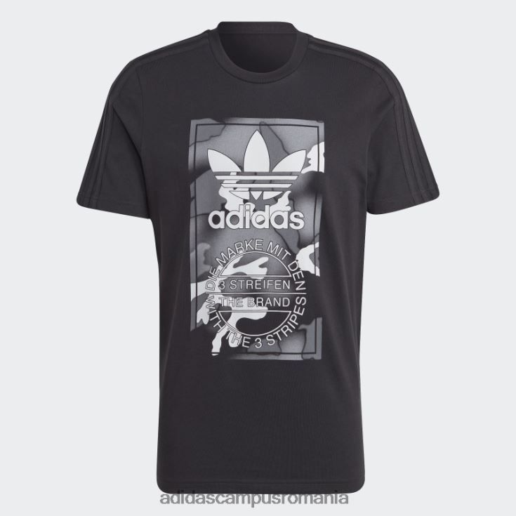 adidas campus romania tricou negru cu limbă camo cu grafică adidas bărbați negru J266N220193