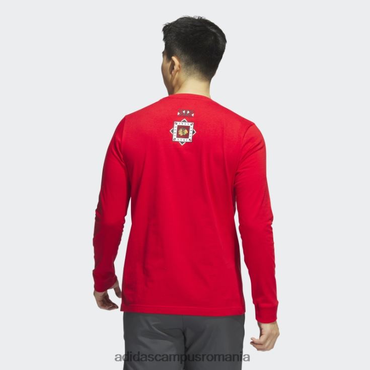 adidas campus romania tricou roșu cu mânecă lungă Blackhawks Playmaker bărbați roșu/multi J266N220348