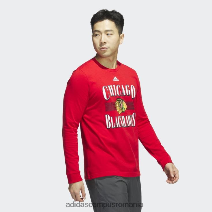 adidas campus romania tricou roșu cu mânecă lungă Blackhawks Playmaker bărbați roșu/multi J266N220348