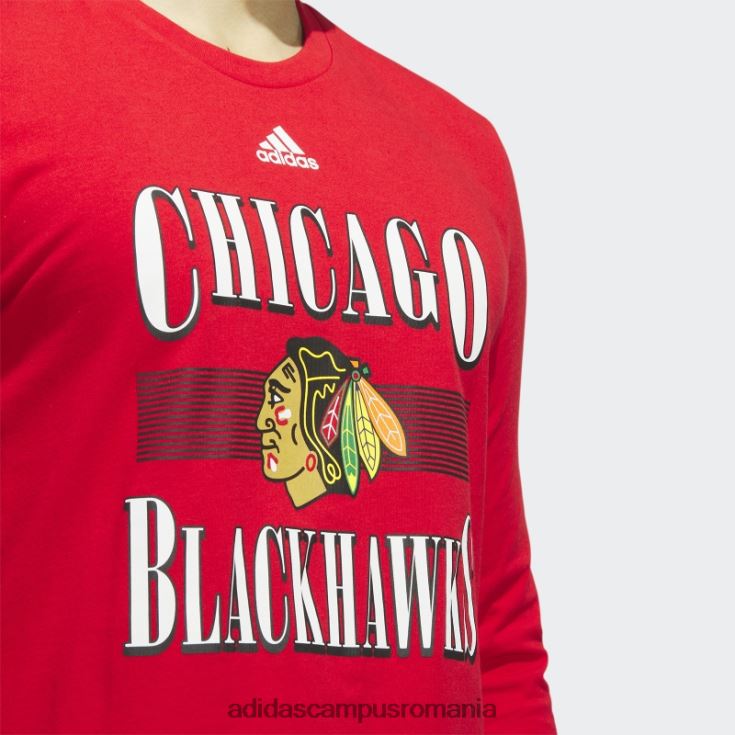adidas campus romania tricou roșu cu mânecă lungă Blackhawks Playmaker bărbați roșu/multi J266N220348