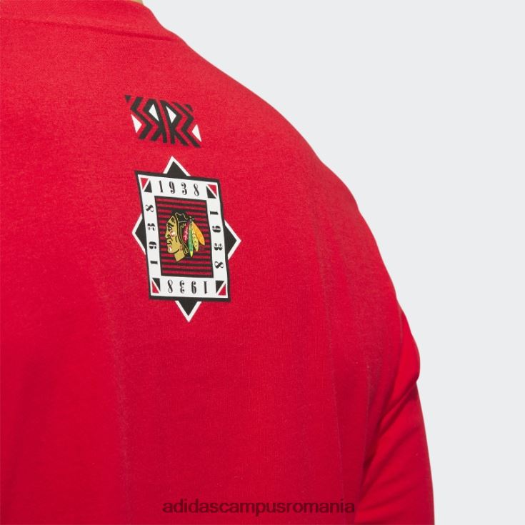 adidas campus romania tricou roșu cu mânecă lungă Blackhawks Playmaker bărbați roșu/multi J266N220348
