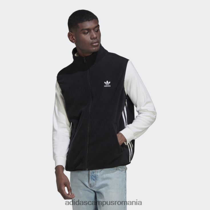 adidas campus romania vesta fleece neagra adicolor cu 3 dungi bărbați negru J266N220728
