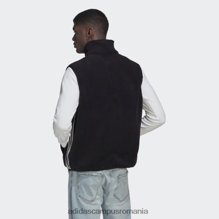 adidas campus romania vesta fleece neagra adicolor cu 3 dungi bărbați negru J266N220728