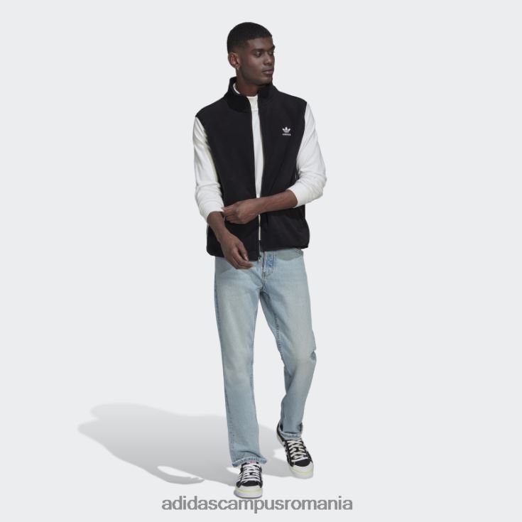 adidas campus romania vesta fleece neagra adicolor cu 3 dungi bărbați negru J266N220728