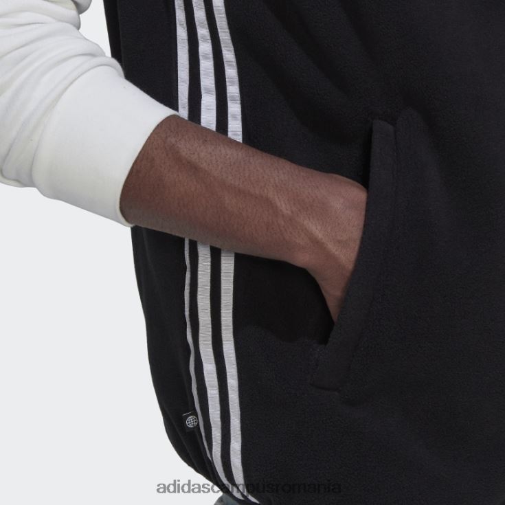 adidas campus romania vesta fleece neagra adicolor cu 3 dungi bărbați negru J266N220728