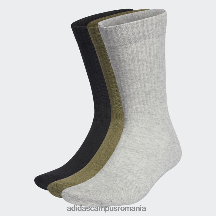adidas campus romania cinci zece șosete de echipaj cu perne de ciclism 3 perechi negre unisex negru/gri mediu/măsliniu J266N27699