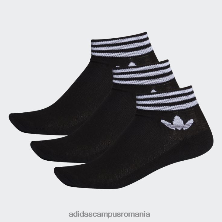adidas campus romania ciorapi negri trefoli la glezna - 3 perechi unisex alb negru J266N21726