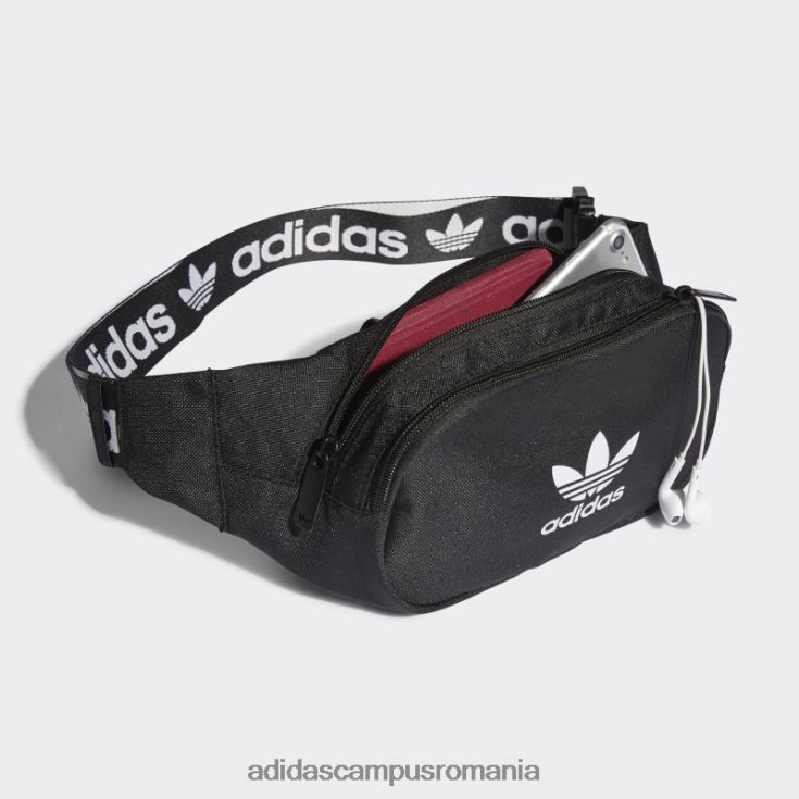 adidas campus romania geantă neagră cu marca adicolor din bandă unisex alb negru J266N28135