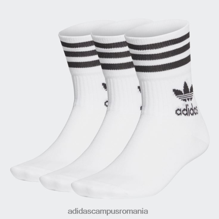 adidas campus romania șosete crew cu tăietură mijlocie 3 perechi negri unisex alb negru J266N27378