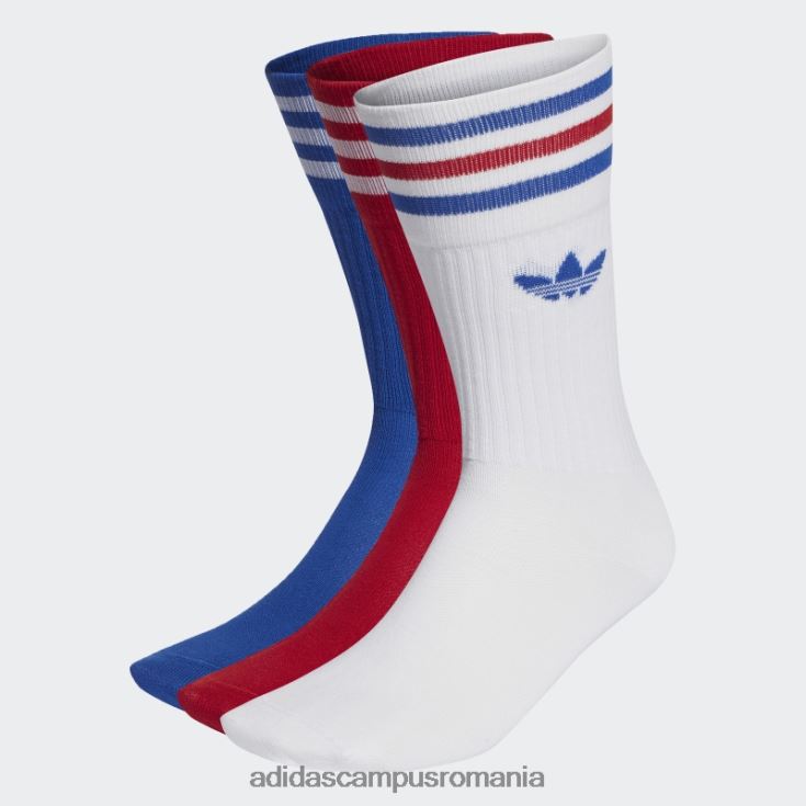 adidas campus romania șosete crew solide 3 perechi roșii unisex alb/rosu/albastru regal J266N27400