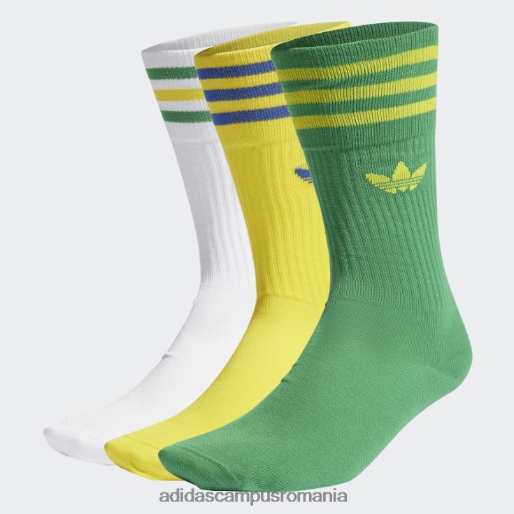 adidas campus romania șosete crew solide 3 perechi verzi unisex alb/verde/galben J266N28108