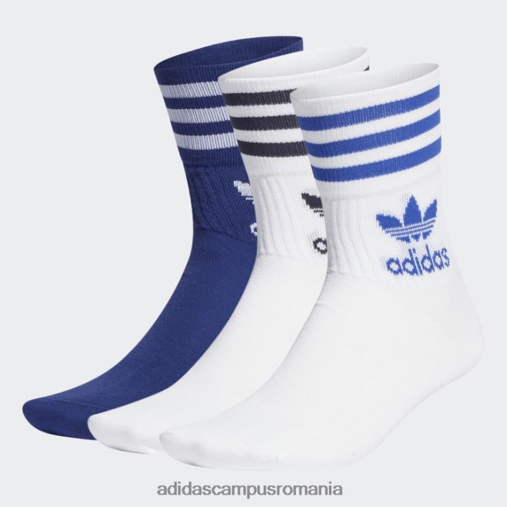 adidas campus romania șosete cu tăietură mijlocie - 3 perechi albastru victorie unisex alb/albastru victorie J266N215341