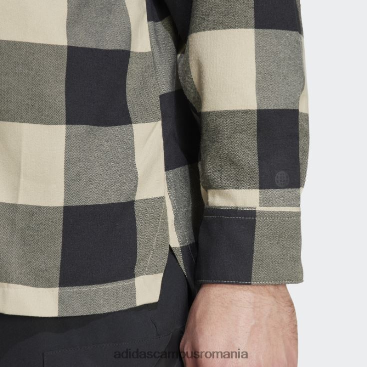 adidas campus romania cinci zece marca brave flanel cu mâneci lungi top (gen neutru) savanna adidas unisex savana/negru J266N213788
