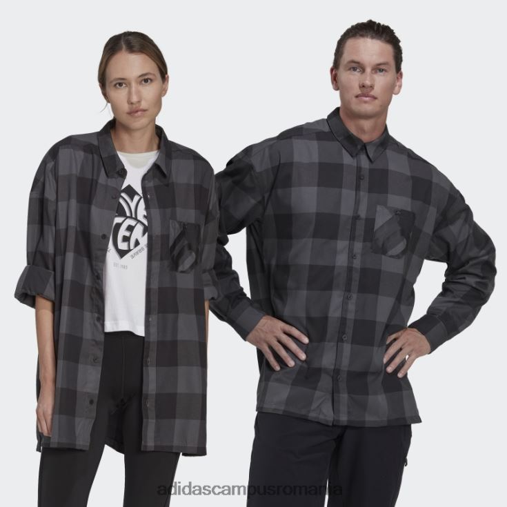 adidas campus romania cinci zece marca de cămașă de flanel curajos (gen neutru) gri adidas unisex gri/negru J266N25556